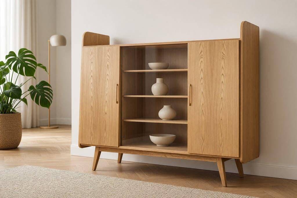 Vintage wooden wardrobe/display cabinet/wall unit