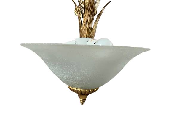 Glass and gold metal pendant light