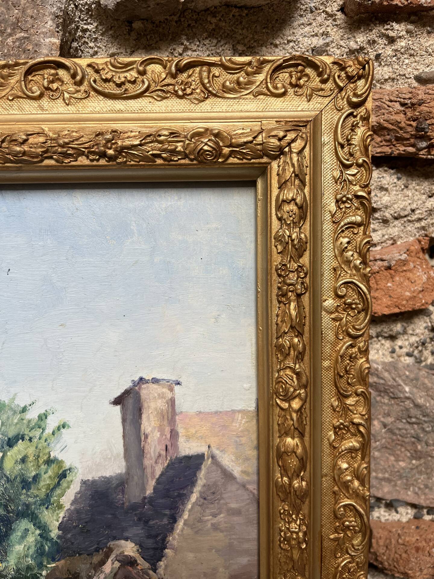 Tableau paysage campagne peinture à l’huile