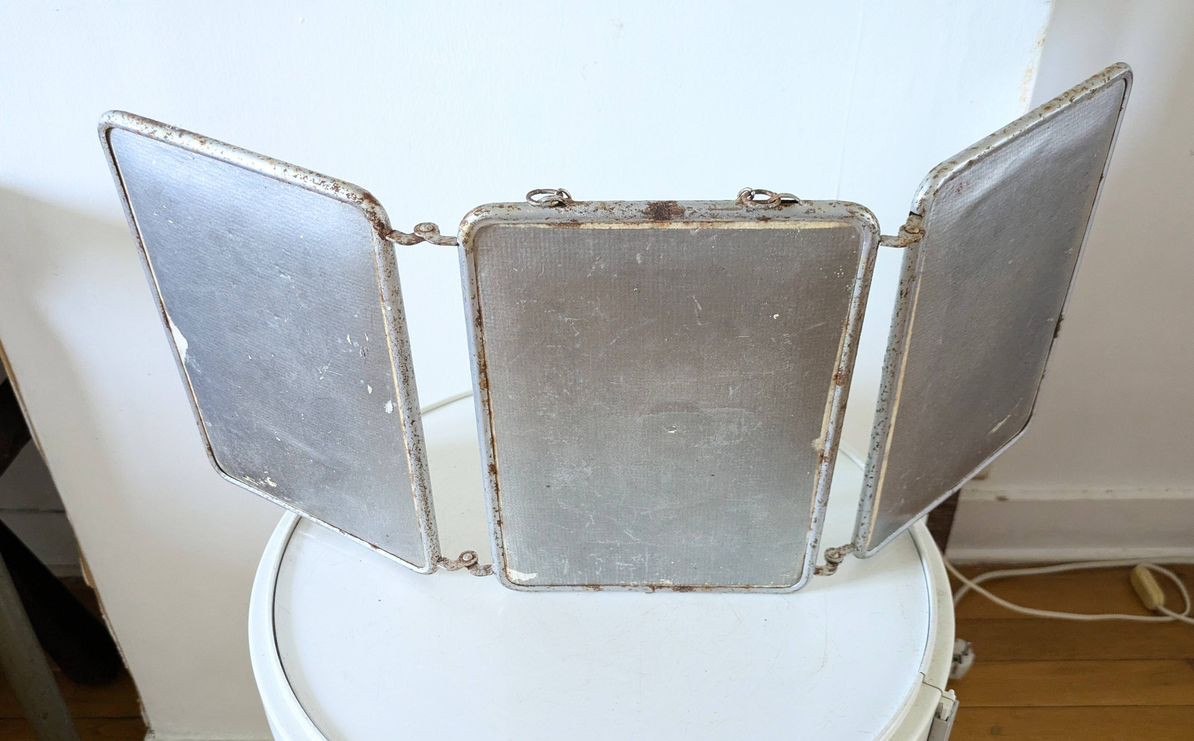 1960s barber shop triptych mirror