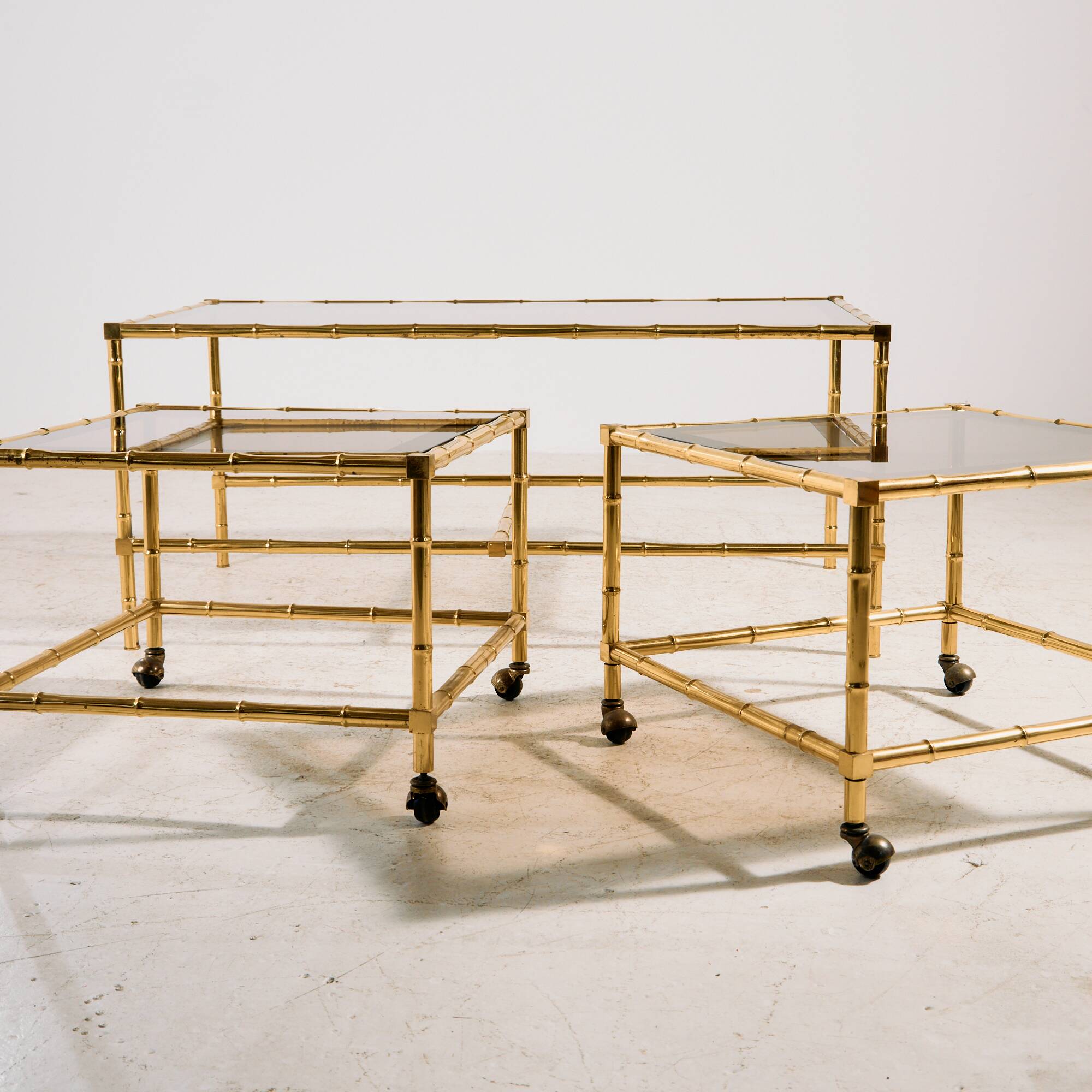 Brass coffee table, set of 3