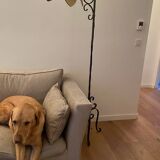 Wrought iron tripod floor lamp & flower lampshade