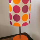 Orange chrome lamp - typical polka dot lampshade of the 1970s