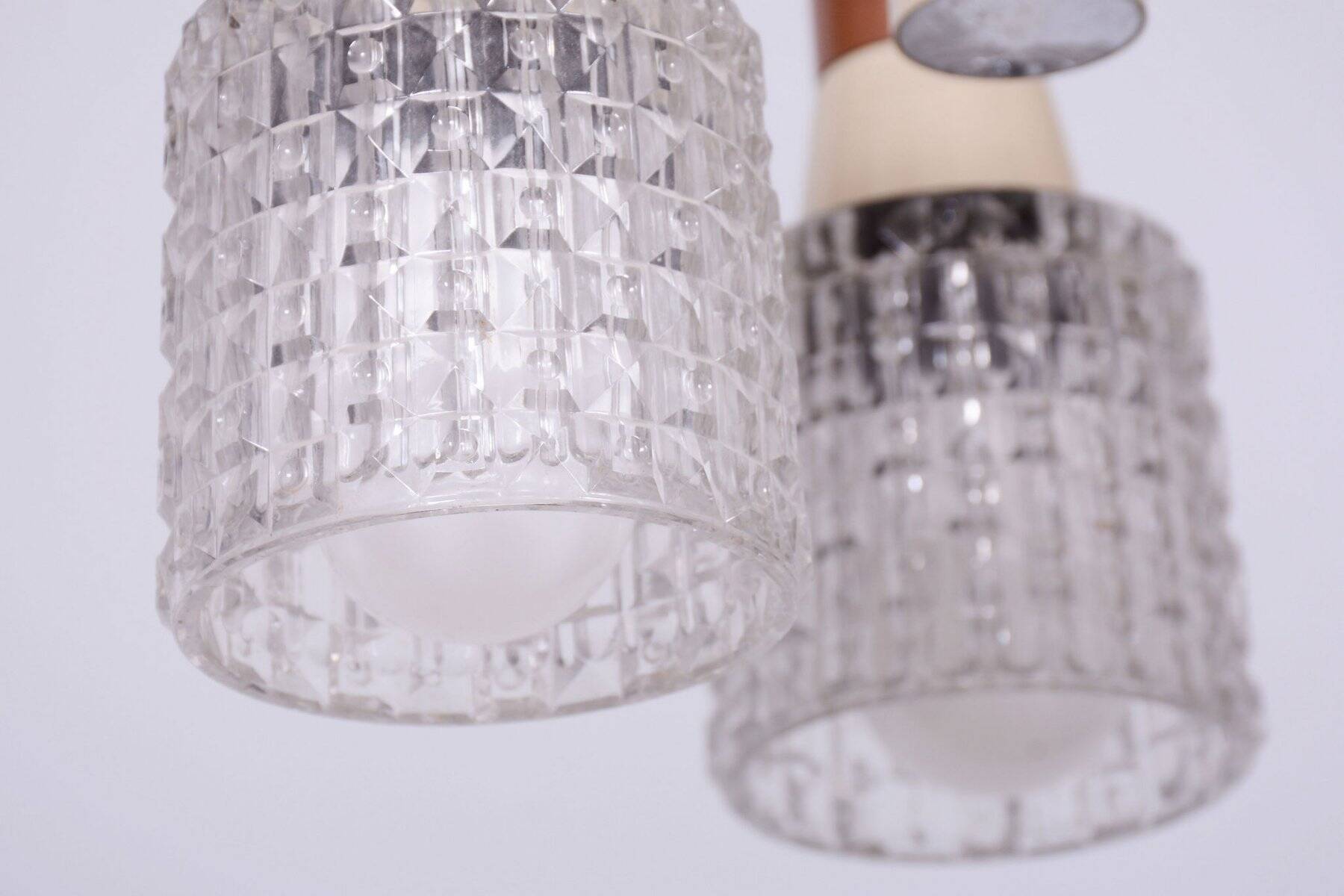 Mid-Century Chandelier in Chromed Steel and Glass from Drukov, Czech, 1970s