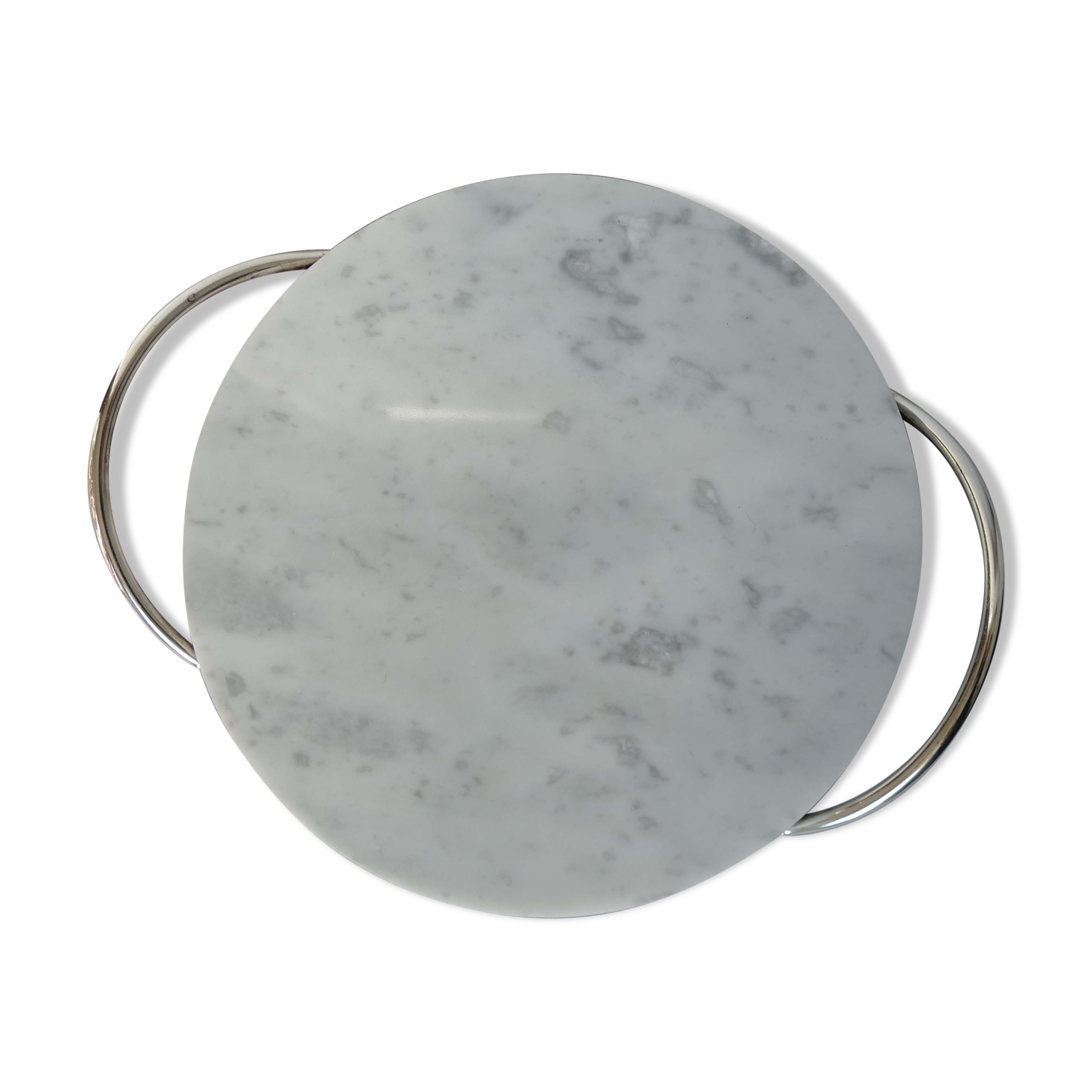 Oval cheese platter in marble and silver