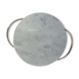 Oval cheese platter in marble and silver