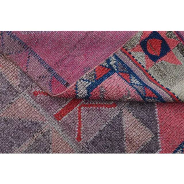 Pink Vintage Turkish Oushak Handmade Wool Tribal Runner Rug 85x378