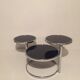 3-plate swivel coffee table in 1970s glass and chrome