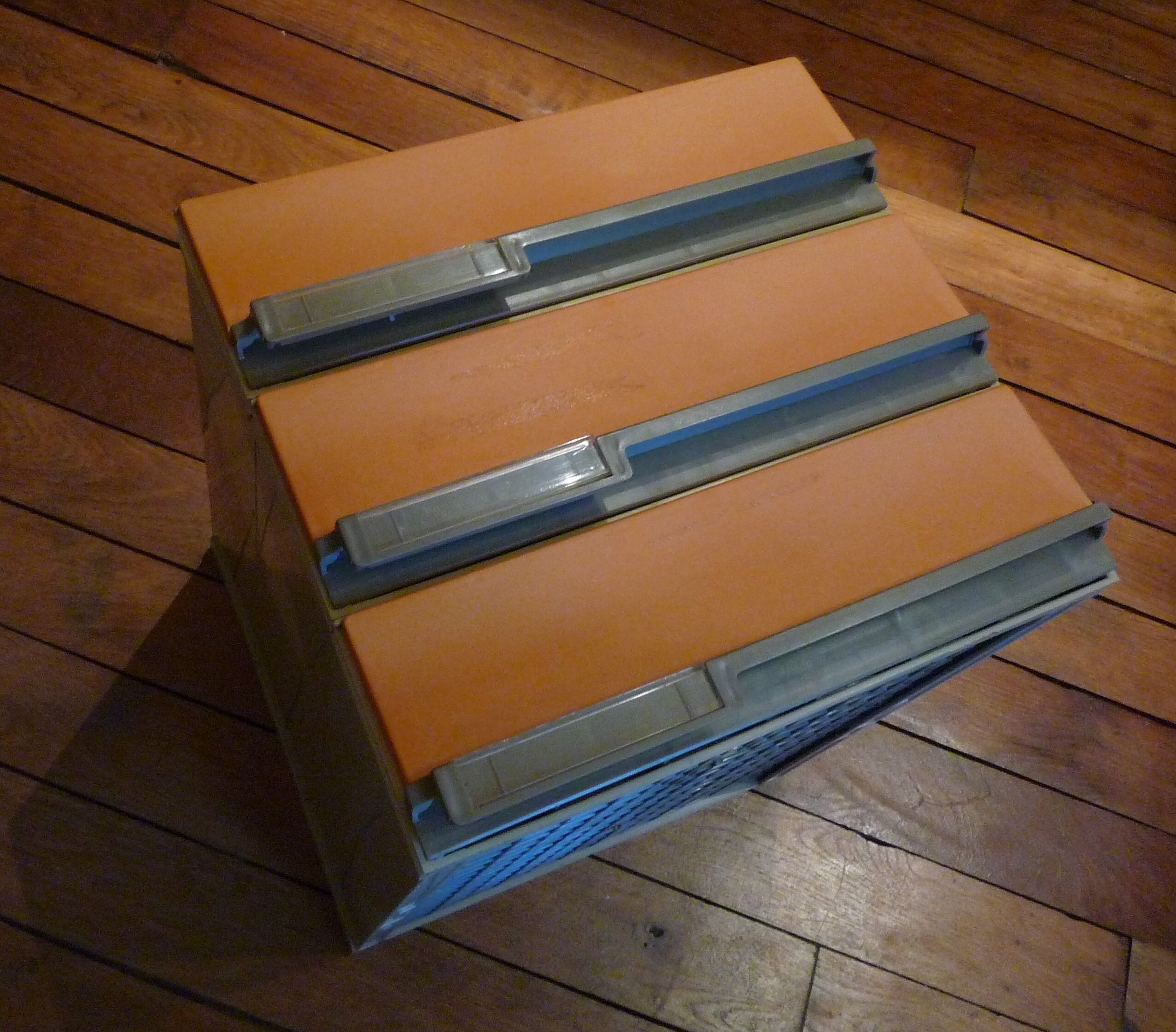 Trieurs, racks à courrier modulaire, 3 tiroirs, orange et gris, vintage 70s