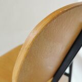 Set of 4 vintage school chairs / retro wooden dining chair with metal base / stol kamnik yugoslavia