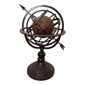 Globe terrestre en métal