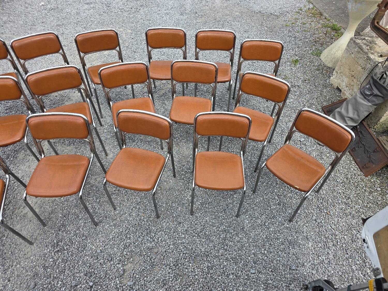 17 chrome metal bistro chairs from the 70s