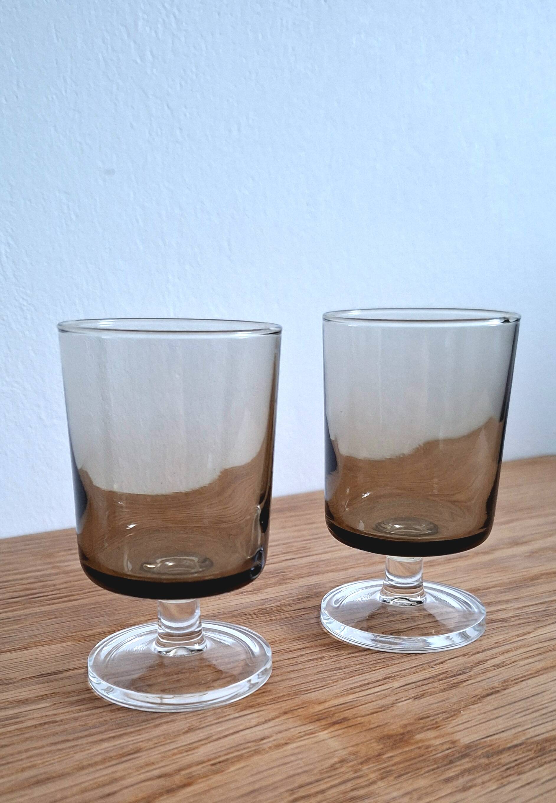 Smoked glass aperitif glass from the 70s