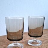 Verre apéritif en verre fumé années 70