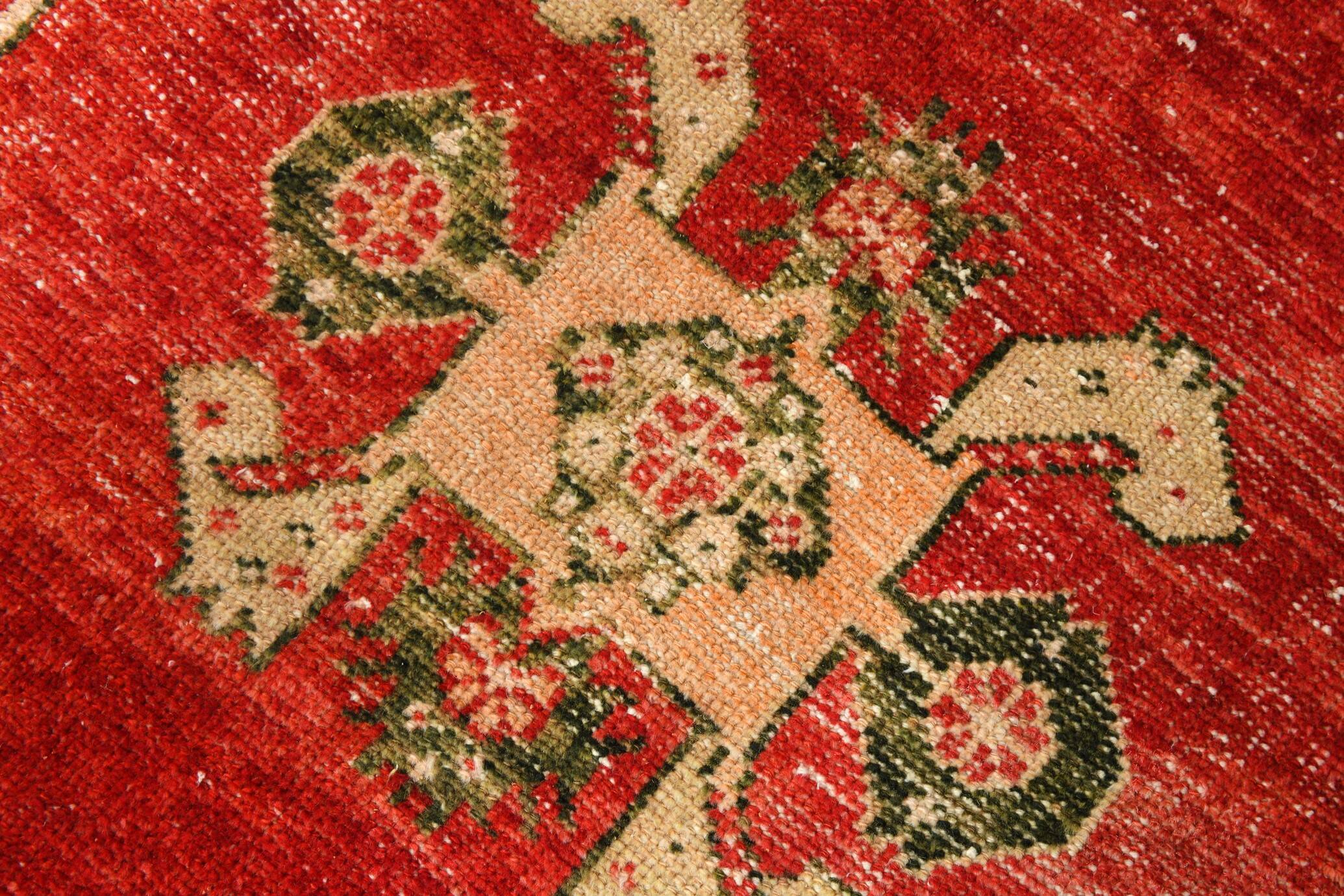 3x12 Ruby Red Vintage Persian Runner Rug, 92x371Cm SK20380