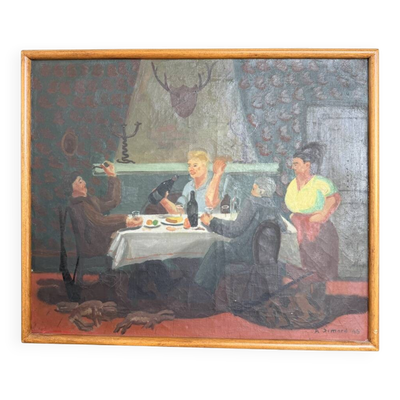 Toile peinture à l’huile A.Simard 1945