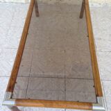 Table design bass, vintage, 70s wood and smoked glass