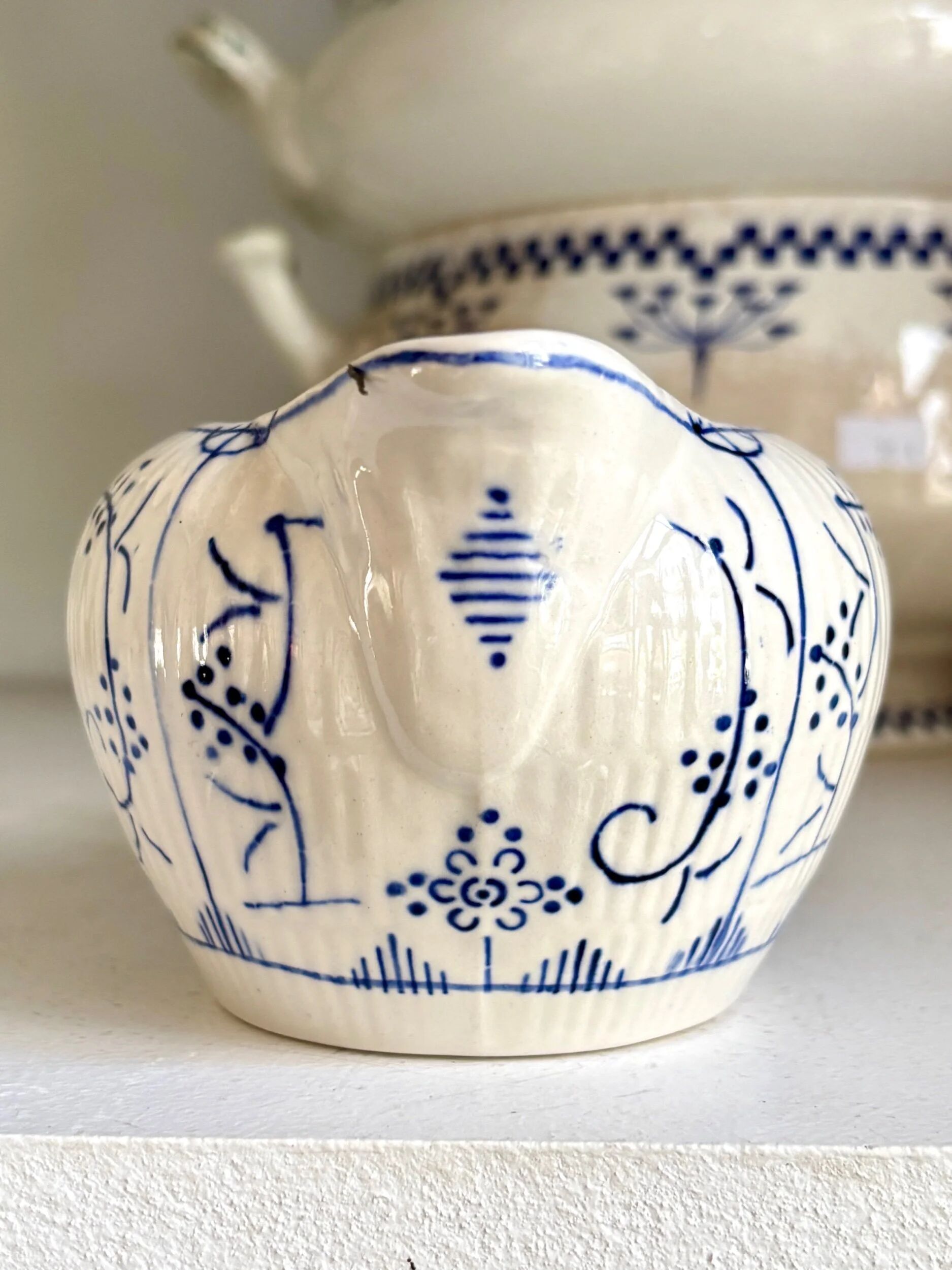 Pot à lait Boch La Louvière en faïence émaillée bleue, service "Copenhague" - années 1920-30