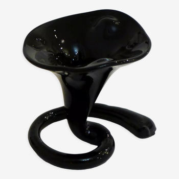 Mini corolla vase in black glass