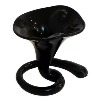 Mini corolla vase in black glass