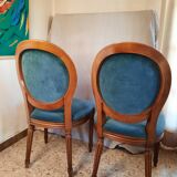 Pair of blue velvet medallion chairs