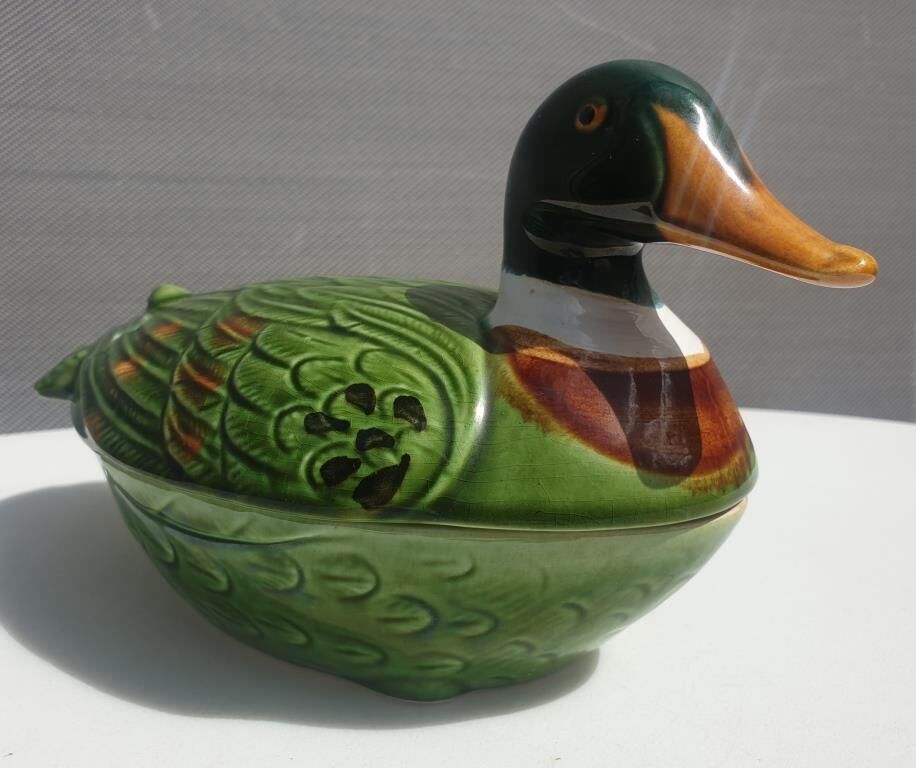 Earthenware duck signed Michel Caugant