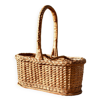 Vintage wicker bottle holder basket