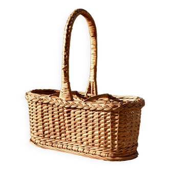 Panier porte-bouteilles en osier vintage