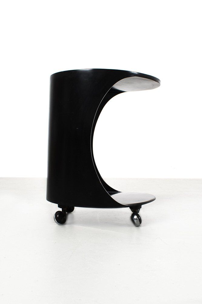 Black Side Table on Wheels