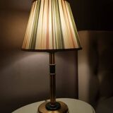 Brass lamp with pleated cap, 70s, Hollywood Regency