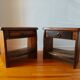 Pair of solid elm bedside tables, France 1970.