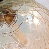Structured amber glass globe lamp on black and brass base by Solken Leuchten/ 60s-70s