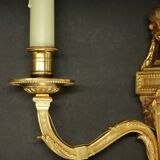 Pair of large wall lights, ram's heads, Louis XVI style - gilded bronze