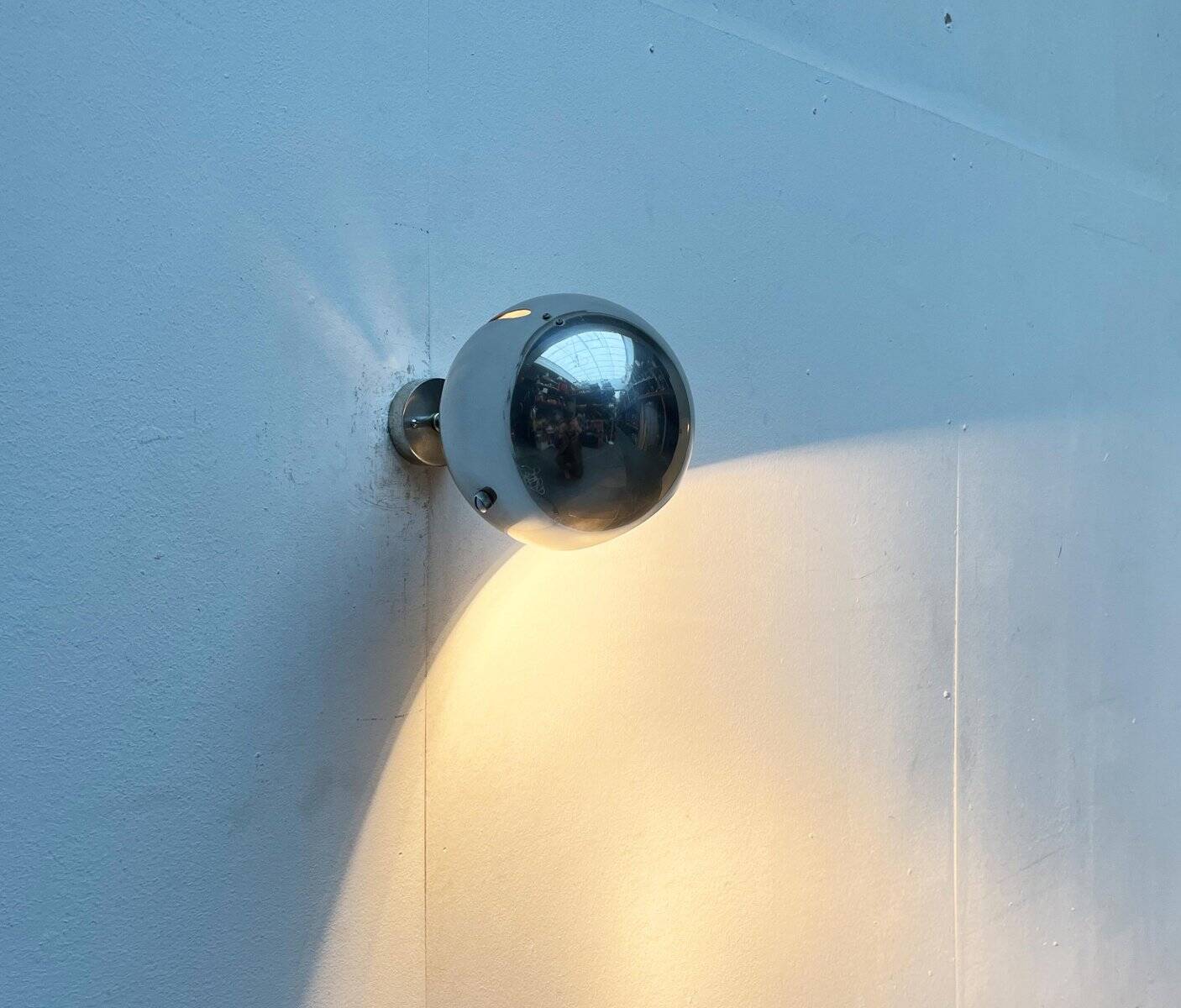 Wall lamp sphere model 48591 in mid-century Danish space style by Louis Poulsen, 1960s.