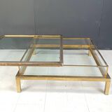 Vintage brass sliding top display coffee table, 1970s