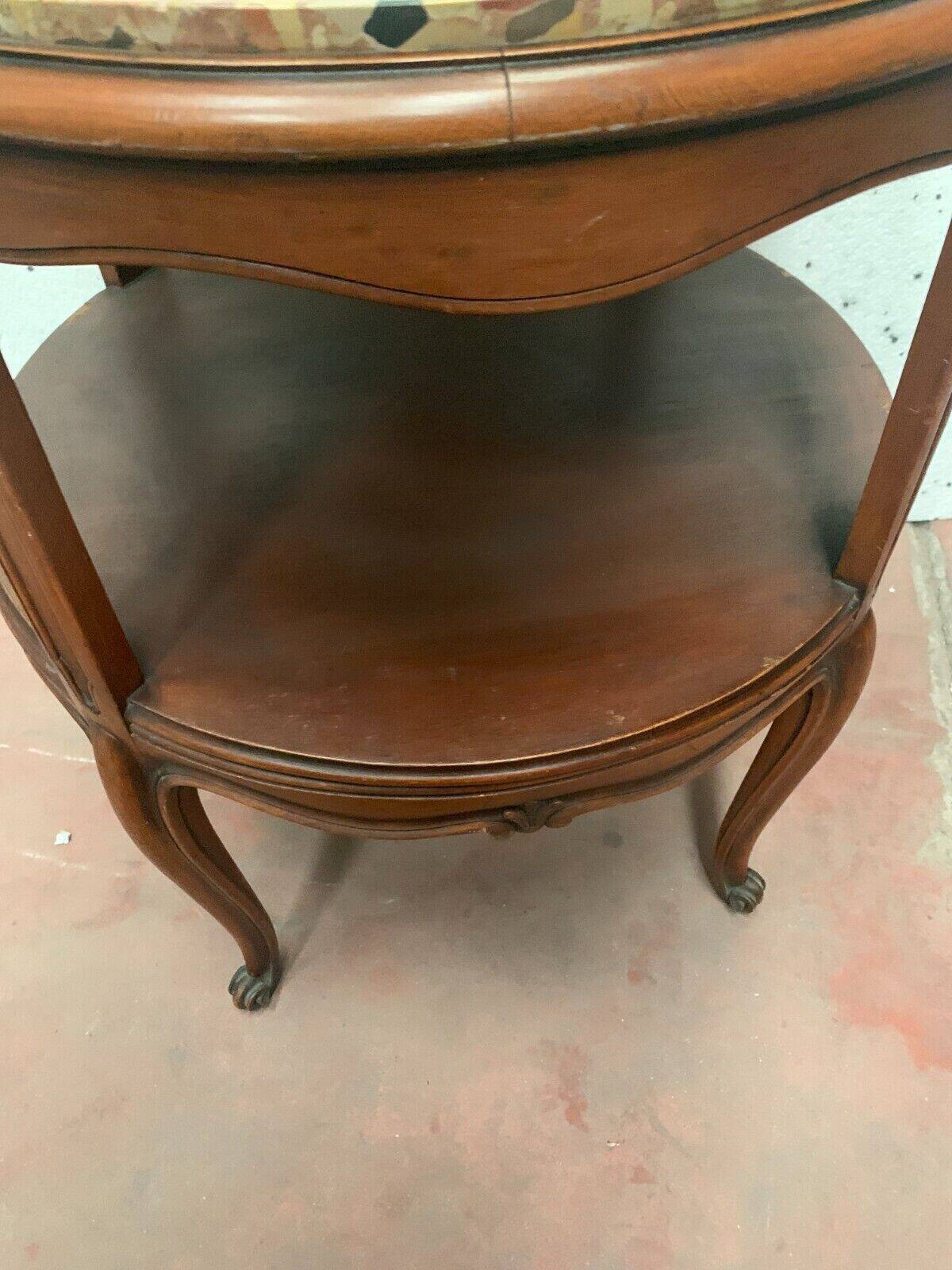 Louis XV style round pedestal table in patinated beech 20th century Table