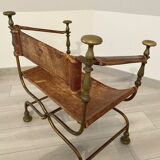 Curule leather armchair