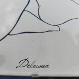 Litho from Delacoux, woman lying naked under glass