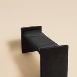 Maërl SEPIA bench, ebonized chestnut and black leather.