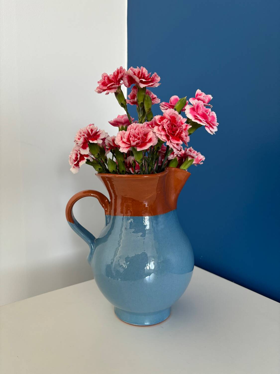 blue glazed ceramic carafe / blue glazed ceramic vase