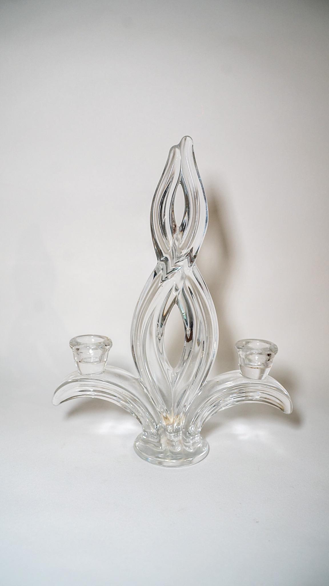 Pair of transparent Vannes crystal candlesticks