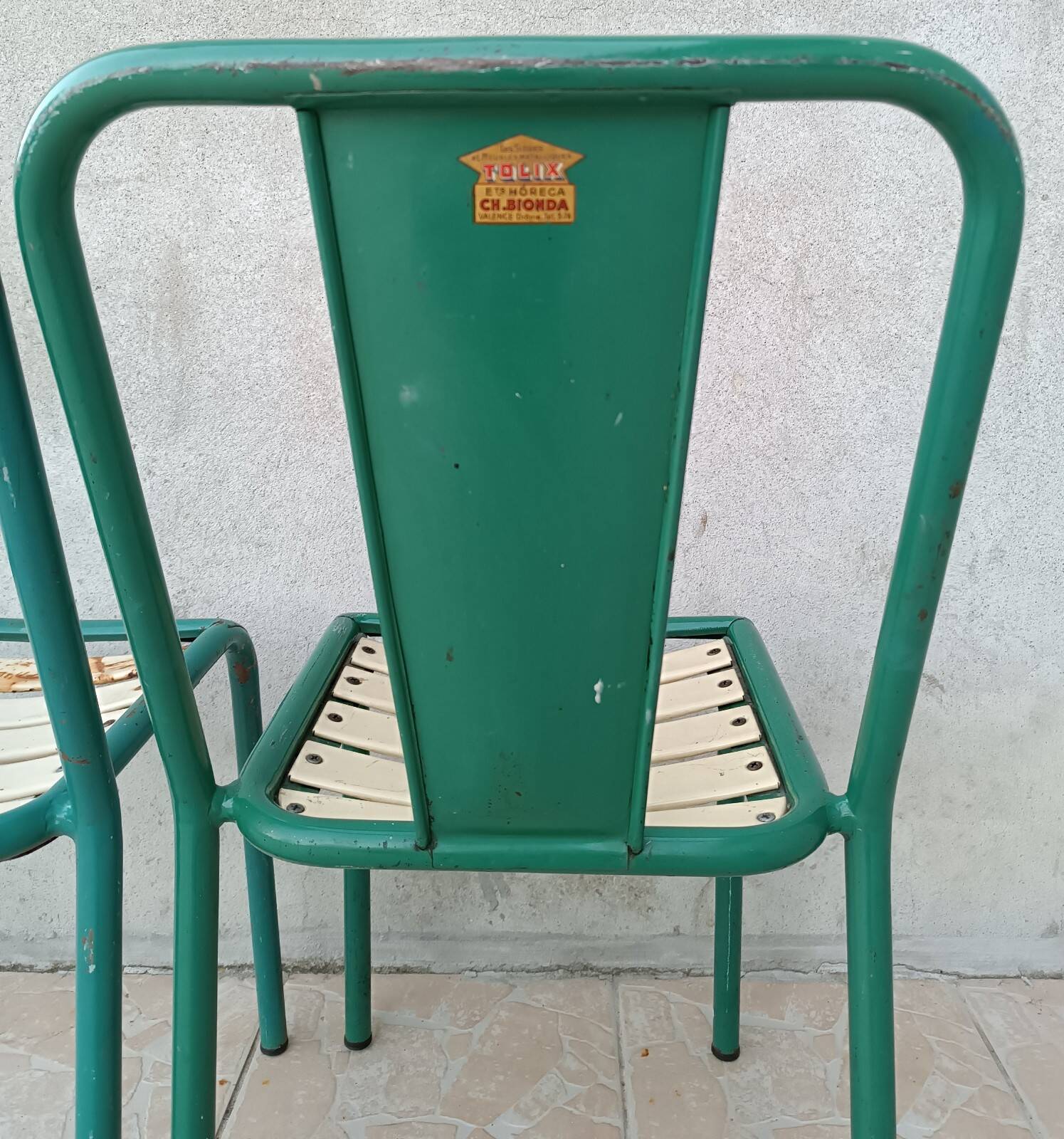 Pair of bistro Tolix chairs