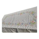White oval tablecloth large format floral 255X170
