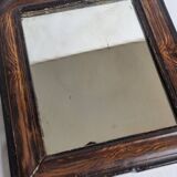 Antique Louis-Philippe mirror, painted wood imitation wood, 30 x 37 cm, 19th century
