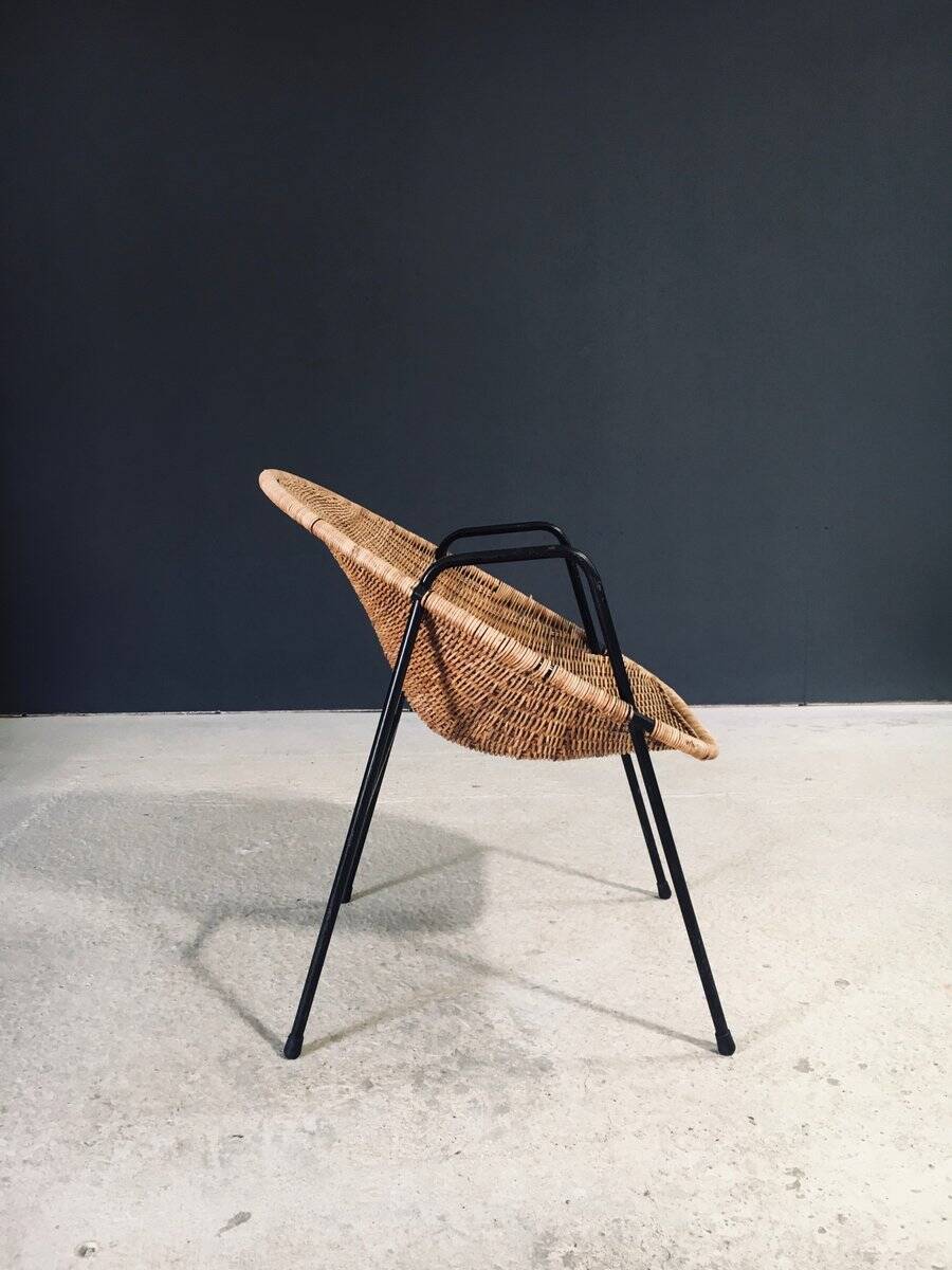 Mid-Century Modern Rattan Armchairs, France, 1950s, Set of 2