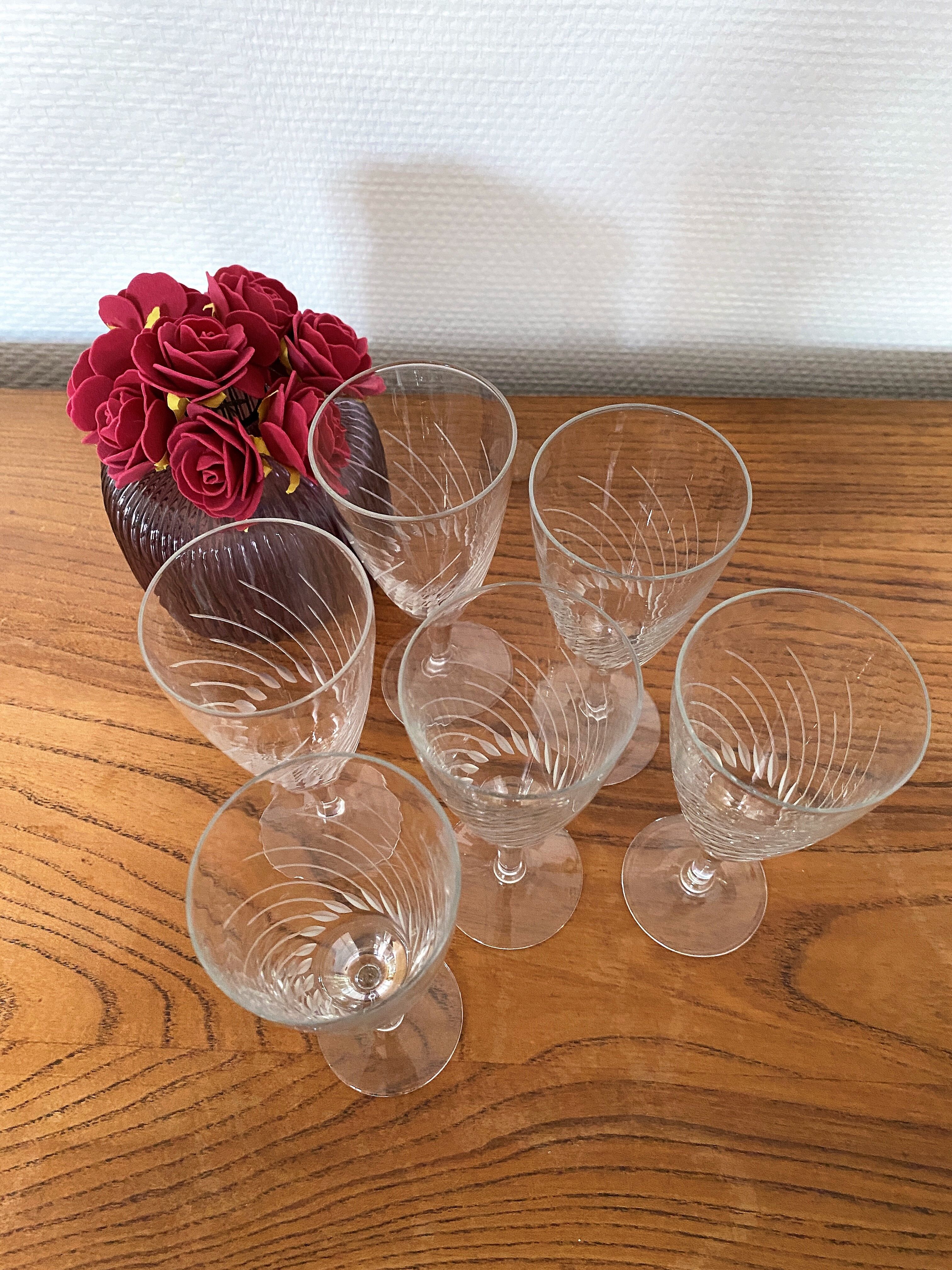 Set of 6 Champagne flutes in engraved glass 10 cl