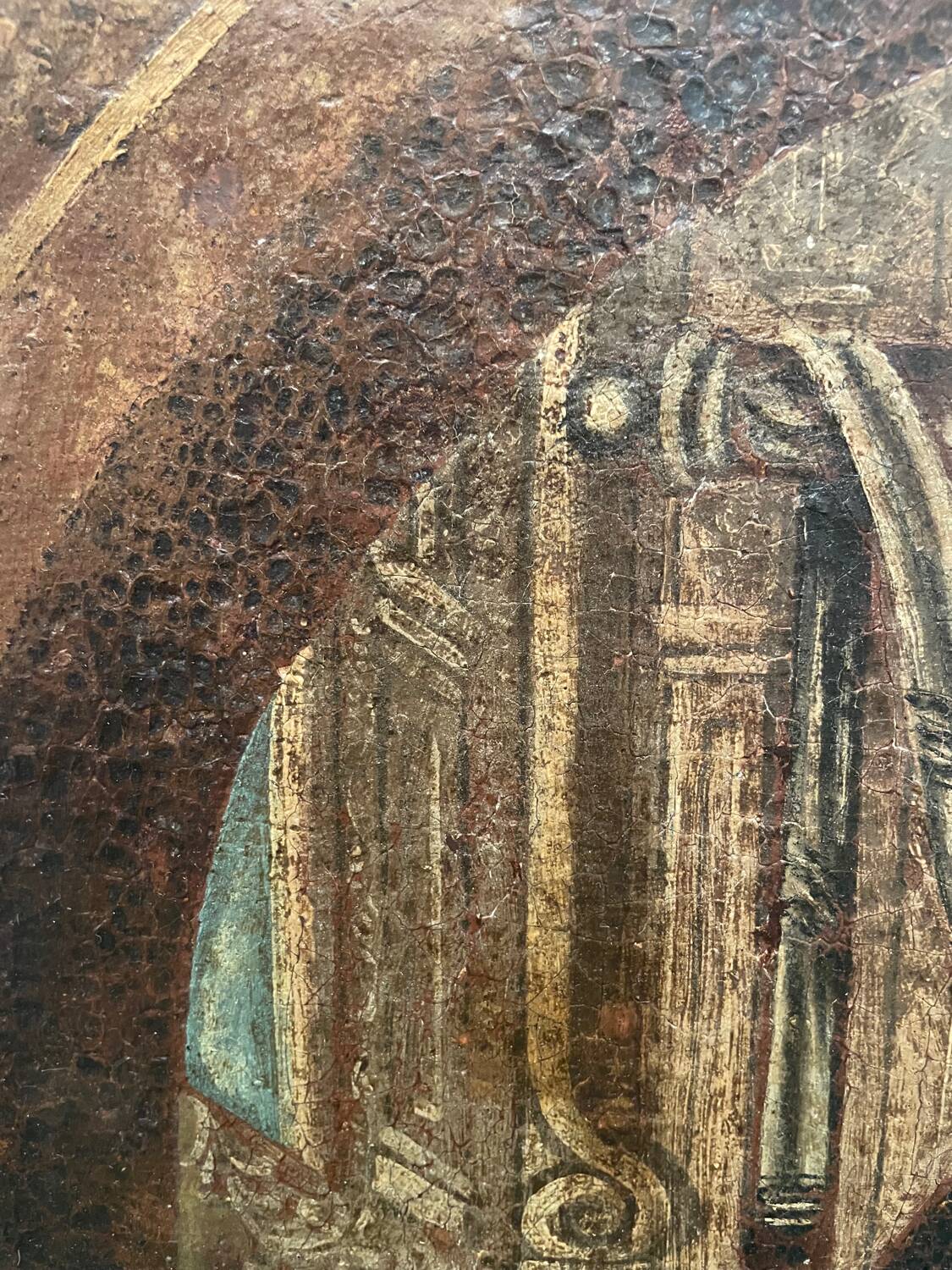 Ancient painting Pieta or Virgin of the Angustias of Granada 17th century