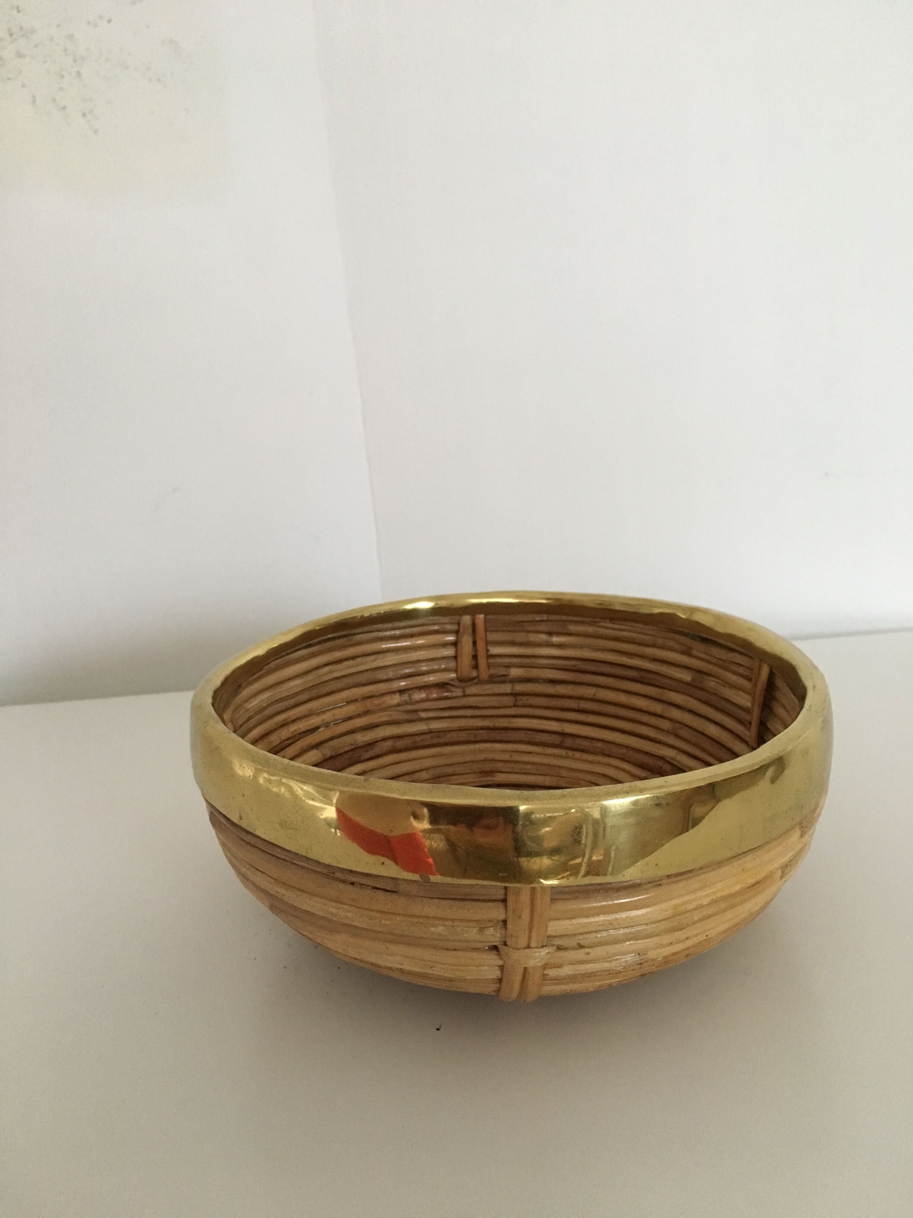 Bamboo and brass basket