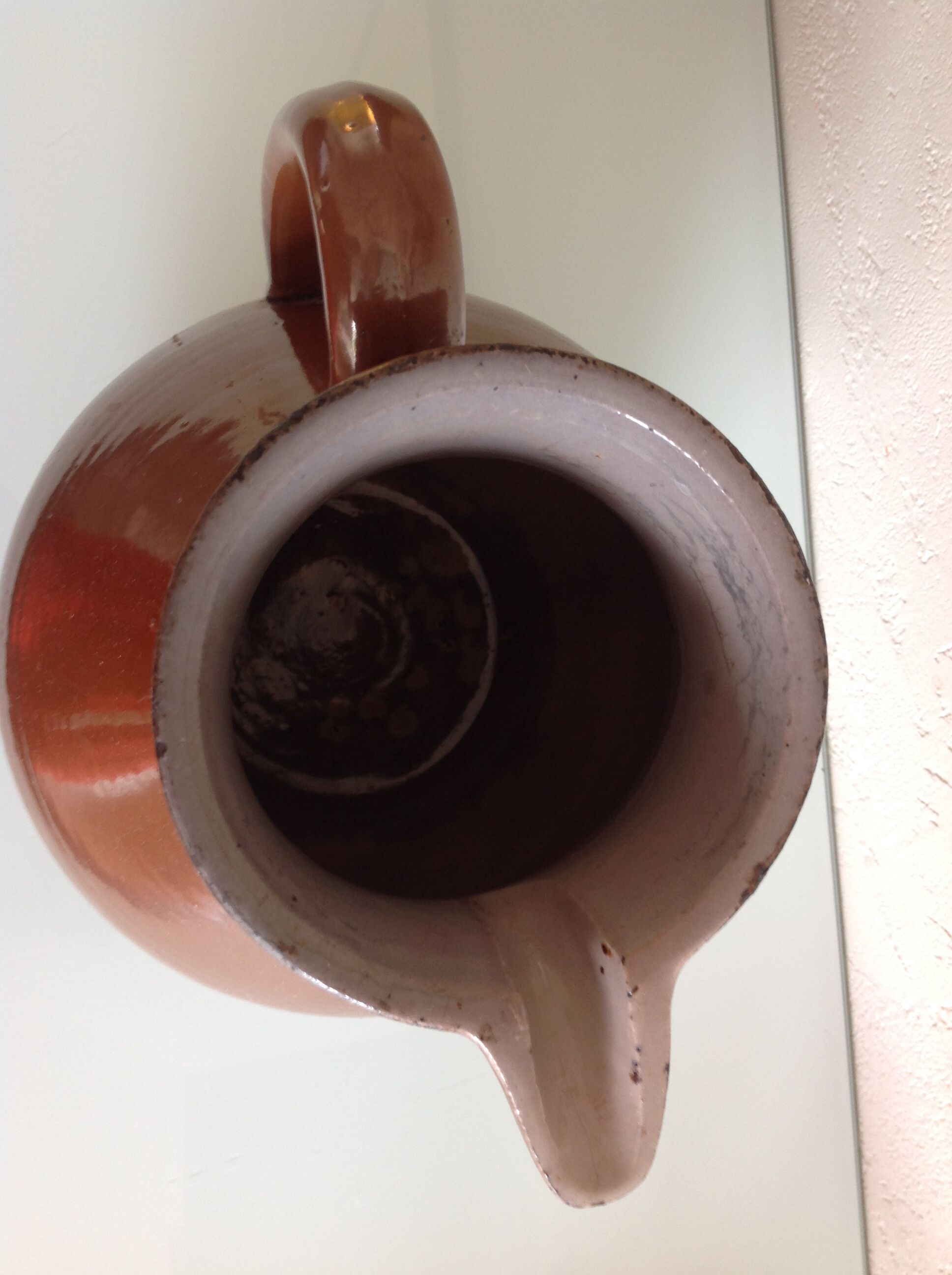 Pitcher brown glazed ceramic ball 60/70 years