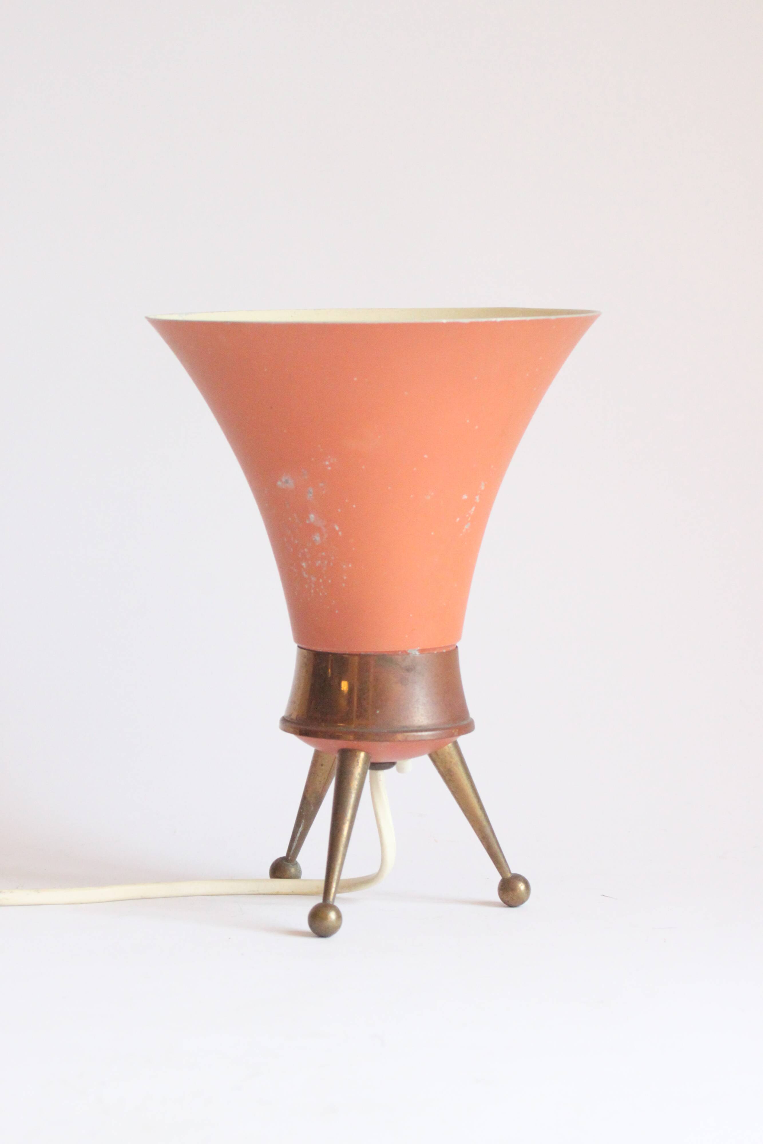 Brass tripod table lamp, 1950s